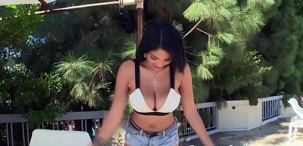  Busty latina with buttplug gets doggystyled